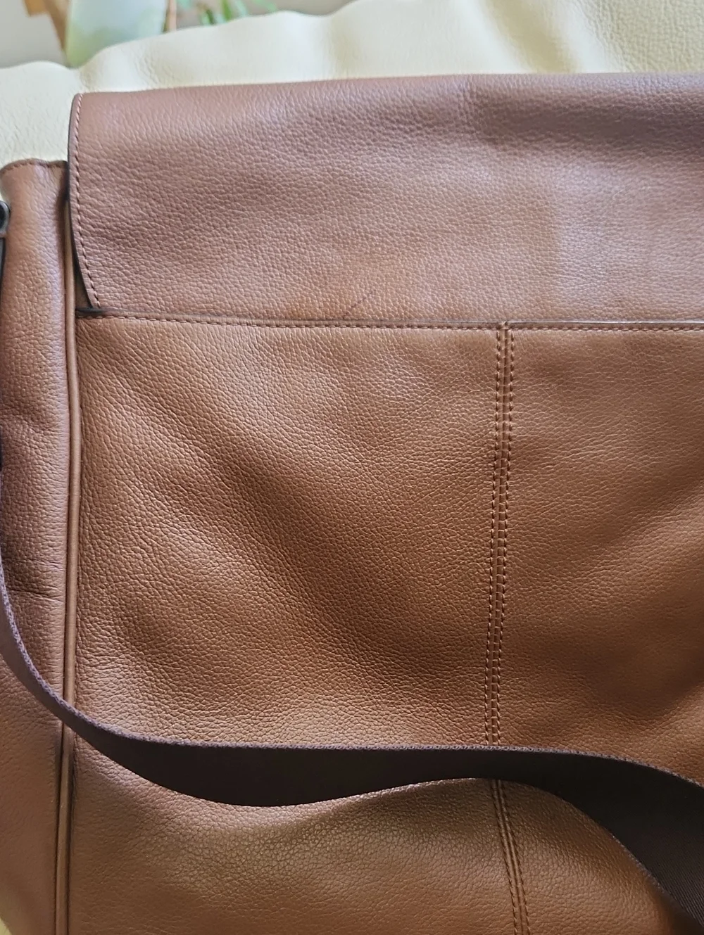 Coach Men's Houston Map Leather Messenger Bag Brown